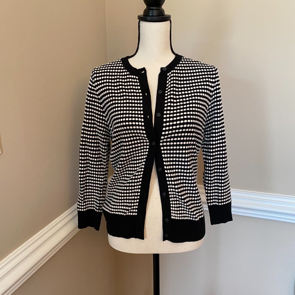 ANN TAYLOR Black & White Cardigan Size M